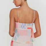 Heart & Soul Tie Front Top Print Multi