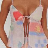 Heart & Soul Tie Front Top Print Multi