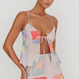 Heart & Soul Tie Front Top Print Multi