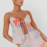 Heart & Soul Tie Front Top Print Multi