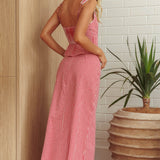 Summer Cottage Lace Trim Maxi Skirt Red Check