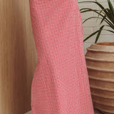 Summer Cottage Lace Trim Maxi Skirt Red Check