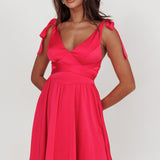 Majesty Tied Shoulder Mini Dress Hot Pink