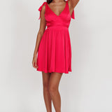 Majesty Tied Shoulder Mini Dress Hot Pink