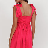 Majesty Tied Shoulder Mini Dress Hot Pink