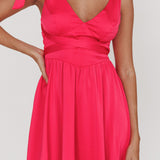 Majesty Tied Shoulder Mini Dress Hot Pink