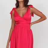 Majesty Tied Shoulder Mini Dress Hot Pink