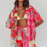 Ciao Ciao Floral Short Sleeve Buttoned Shirt Pink