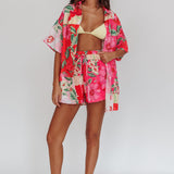 Ciao Ciao Floral Short Sleeve Buttoned Shirt Pink