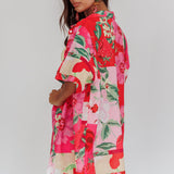 Ciao Ciao Floral Short Sleeve Buttoned Shirt Pink