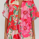 Ciao Ciao Floral Short Sleeve Buttoned Shirt Pink