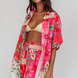 Ciao Ciao Floral Short Sleeve Buttoned Shirt Pink