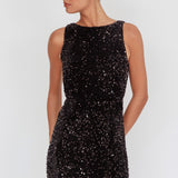 Bedazzle Opened Back Sequin Mini Dress Black