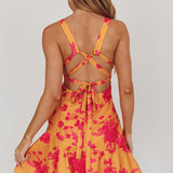 Like Me Strappy Back Mini Dress Floral Orange