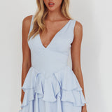 Like Me Tied Back Layered Mini Dress Sky