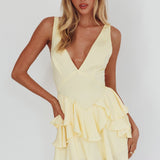Like Me Tied Back Layered Mini Dress Yellow