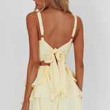 Like Me Tied Back Layered Mini Dress Yellow