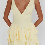 Like Me Tied Back Layered Mini Dress Yellow