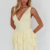 Like Me Tied Back Layered Mini Dress Yellow