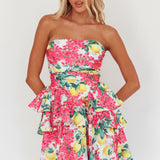 Like Me Tied Back Layered Mini Dress Citrus Pink