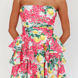Like Me Tied Back Layered Mini Dress Citrus Pink