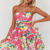 Like Me Tied Back Layered Mini Dress Citrus Pink
