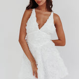 Lavalle Criss-Cross Embellished Mini Dress White