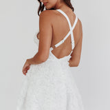 Lavalle Criss-Cross Embellished Mini Dress White