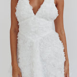 Lavalle Criss-Cross Embellished Mini Dress White