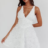 Lavalle Criss-Cross Embellished Mini Dress White