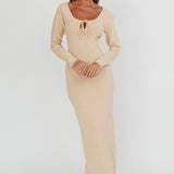 Merine Long Sleeve Knit Maxi Dress Sand