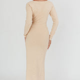 Merine Long Sleeve Knit Maxi Dress Sand