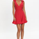 Kalinda Detachable Rose Mini Dress Red