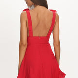 Kalinda Detachable Rose Mini Dress Red