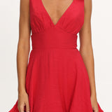 Kalinda Detachable Rose Mini Dress Red