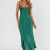 Inhibitions Lace Bust Midi Dress Forest Green
