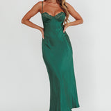Inhibitions Lace Bust Midi Dress Forest Green