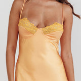 Inhibitions Lace Bust Midi Dress Melon