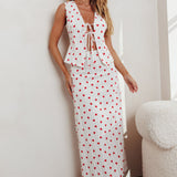 Meet Me There Tied Vest Top Hearts White