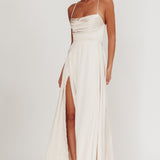 Inner Light Gathered Bust Split Maxi Dress Champagne