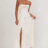 Inner Light Gathered Bust Split Maxi Dress Champagne