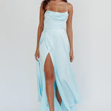 Inner Light Gathered Bust Split Maxi Dress Mint