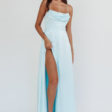 Inner Light Gathered Bust Split Maxi Dress Mint