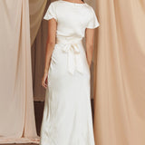 Irena Twist Bust Short Sleeve Dress Oyster