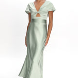 Irena Twist Bust Short Sleeve Dress Sage