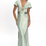 Irena Twist Bust Short Sleeve Dress Sage