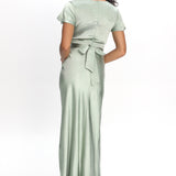 Irena Twist Bust Short Sleeve Dress Sage