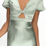 Irena Twist Bust Short Sleeve Dress Sage