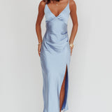 Marlie Side Pleat Maxi Dress Blue