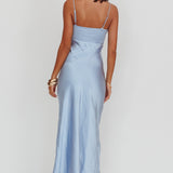 Marlie Side Pleat Maxi Dress Blue